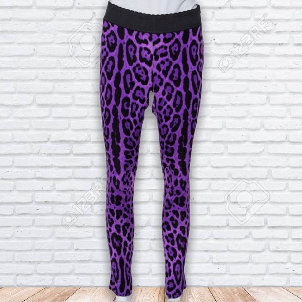 SOLD❤️Dynashape Intima Woman’s Purple Animal Printed Nylon Spandex Trousers XS - Picture 4 of 7